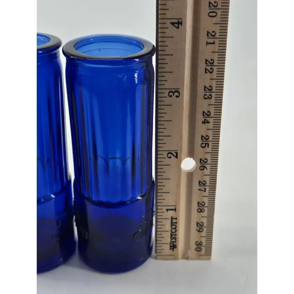2 Vintage 1990s Corralejo Tequila Cobalt Blue Shotgun Shells Shot Glasses